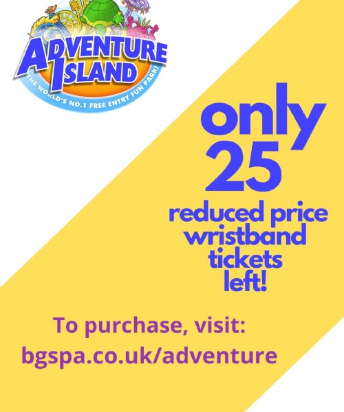 Adventure Island only 25 wristbands tickets left. Don't miss out order today for the half-term break!