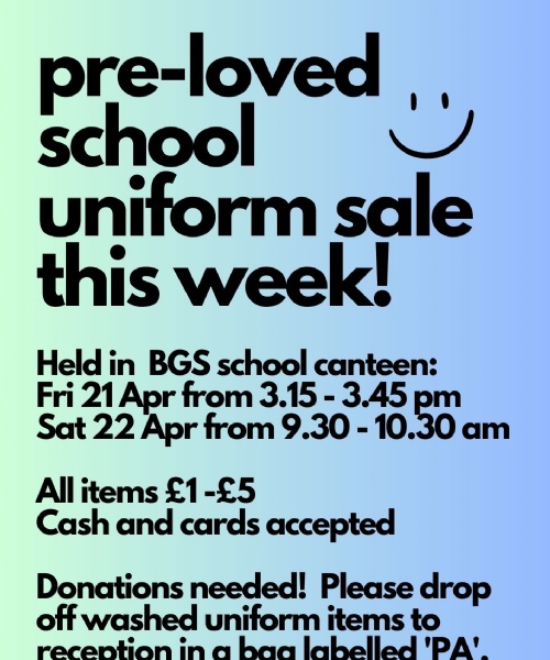 Pre-loved uniform sale this week!